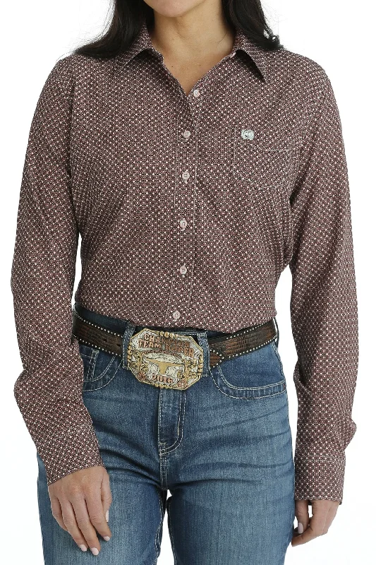 WOMEN'S ARENAFLEX BUTTON-DOWN WESTERN SHIRT-- Striped Floral Plaid