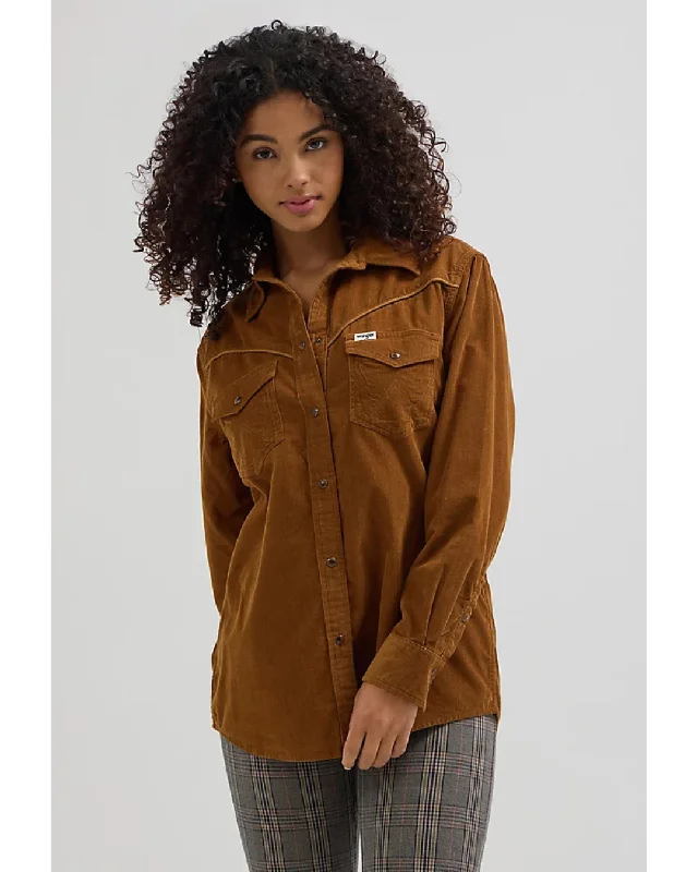 Western Corduroy Shirt Monks Robe-- Front Pockets Side Pockets Patch Pockets