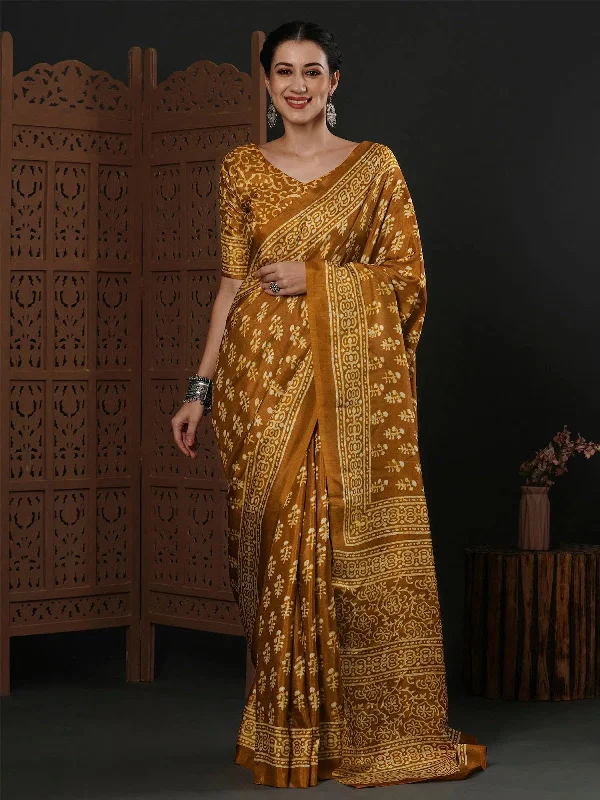 Saree Mall Women's Dola Camel Brown Printed Designer Saree With Blouse Piece-DOLA110A Elegant Office Blouse Saree Mall Women's Dola Camel Brown Printed Designer Saree With Blouse Piece-DOLA110A Elegant Office Blouse