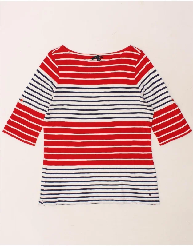 TOMMY HILFIGER Womens T-Shirt Top UK 16 Large Red Striped Cotton-- Print Jacquard Patchwork TOMMY HILFIGER Womens T-Shirt Top UK 16 Large Red Striped Cotton-- Print Jacquard Patchwork