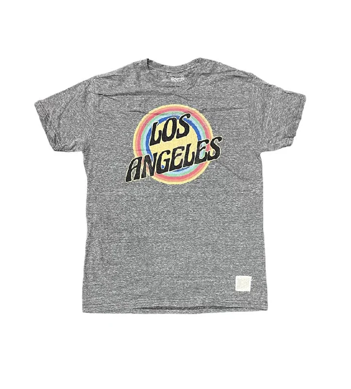 WOMENS LOS ANGELES RETRO HEATHER GREY T-SHIRT-- Terry Blend Velvet Blend Canvas Blend WOMENS LOS ANGELES RETRO HEATHER GREY T-SHIRT-- Terry Blend Velvet Blend Canvas Blend