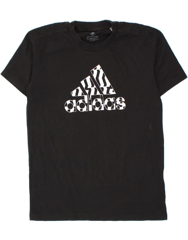 ADIDAS Womens Oversized Graphic T-Shirt Top UK 8/10 Small Black Cotton-- Knit Fabric Woven Fabric Fleece Fabric