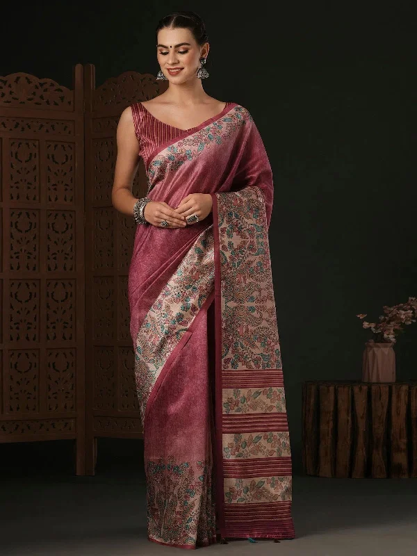 Saree Mall Women's Dola Pink Printed Designer Saree With Blouse Piece-DARIA5001 Chic Wrap Blouse Saree Mall Women's Dola Pink Printed Designer Saree With Blouse Piece-DARIA5001 Chic Wrap Blouse
