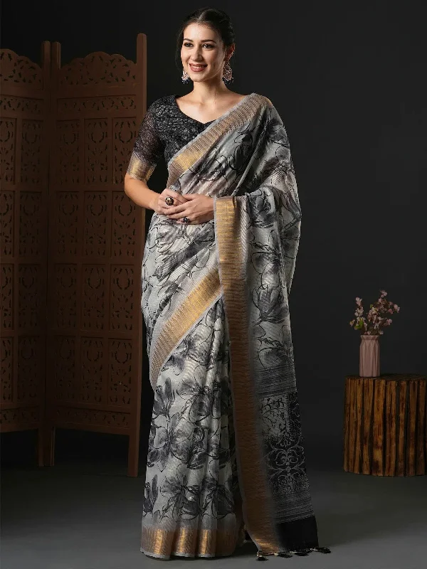 Saree Mall Women's Organza Grey Printed Designer Saree With Blouse Piece-SALILA101 Chic Square Blouse Saree Mall Women's Organza Grey Printed Designer Saree With Blouse Piece-SALILA101 Chic Square Blouse