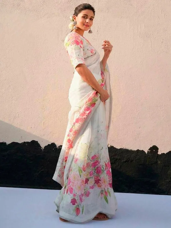 Saree Mall Women's Cotton White Printed Designer Saree With Blouse Piece-MINAXI1701 Chic Sleeveless Blouse Saree Mall Women's Cotton White Printed Designer Saree With Blouse Piece-MINAXI1701 Chic Sleeveless Blouse