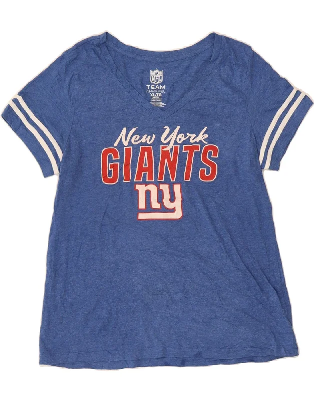 NFL Womens Giants Graphic T-Shirt Top UK 18 XL Blue Cotton-- Casual Formal Business