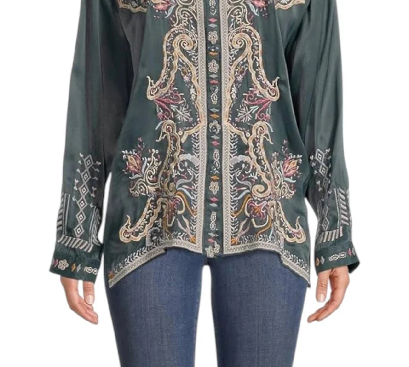 Tandit Blouse In Darkest Spruce Peter Pan Collar Blouse