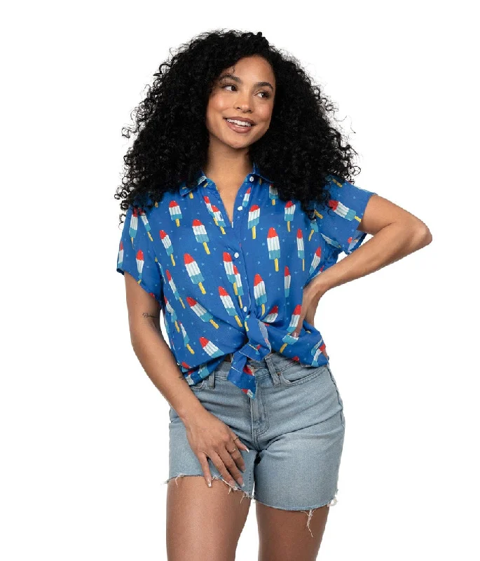 Women's Grand Finale Button Down Shirt-- Handmade Hand-knitted Hand-woven