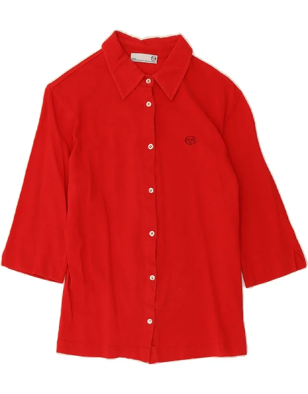 SERGIO TACCHINI Womens 3/4 Sleeve Shirt UK 18 XL Red Cotton-- Fitted T-Shirt Seamless Stretchy