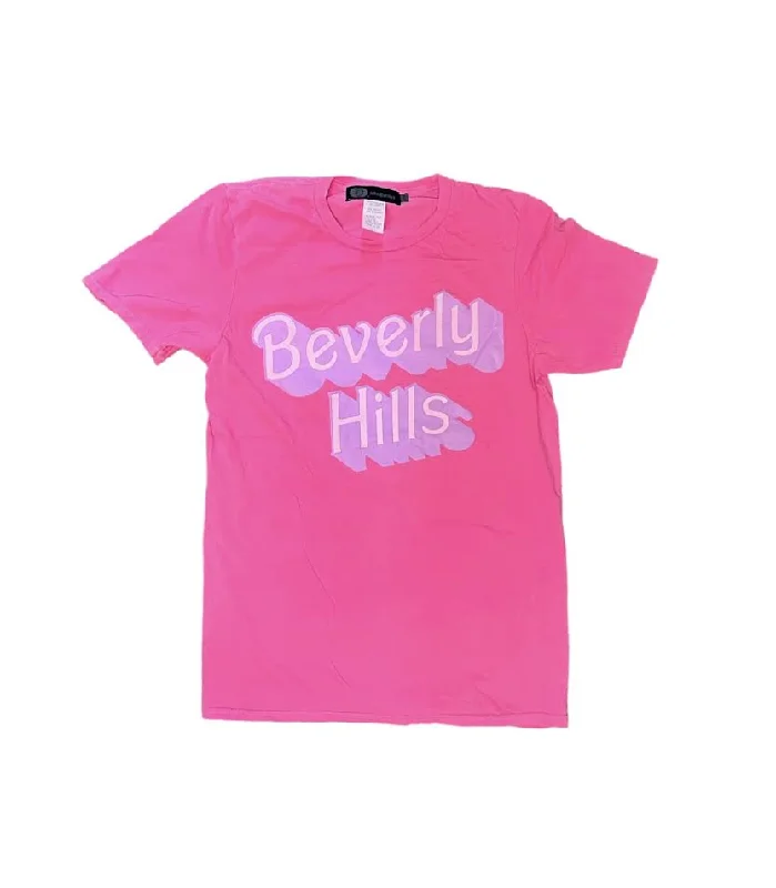 WOMENS BARBIE BEVERLY HILLS PINK T-SHIRT-- Chenille Blend Fleece Blend Nylon Blend