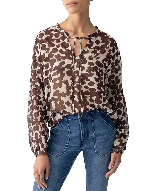 Watermark Blouse In Chocolate Spots Chic Square Blouse