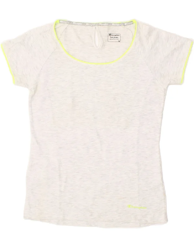 CHAMPION Womens Athletic Fit  T-Shirt Top UK 12 Medium Grey-- Chenille Brocade Lace