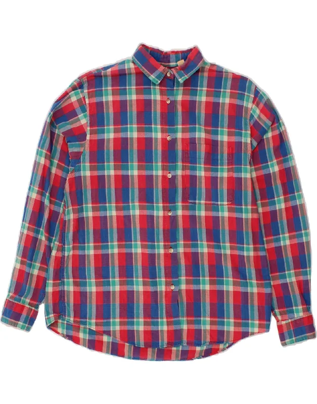 L.L.BEAN Womens Shirt US 16 2XL Multicoloured Check Cotton-- Zippered Front Buttoned Front Snap Front