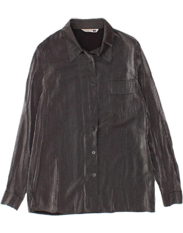NEWPENNY Womens Shirt UK 12 Medium  Grey Viscose-- Spandex Blend Rayon Blend Denim Blend