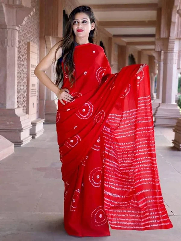 Saree Mall Women's Cotton Red Printed Designer Saree With Blouse Piece-MINAXI1606 Delicate Pleat Blouse Saree Mall Women's Cotton Red Printed Designer Saree With Blouse Piece-MINAXI1606 Delicate Pleat Blouse