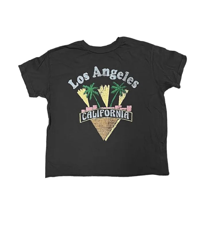 WOMENS LOS ANGELES CA CHALK CROP T-SHIRT-- Ribbed T-Shirt High Neck Heavyweight