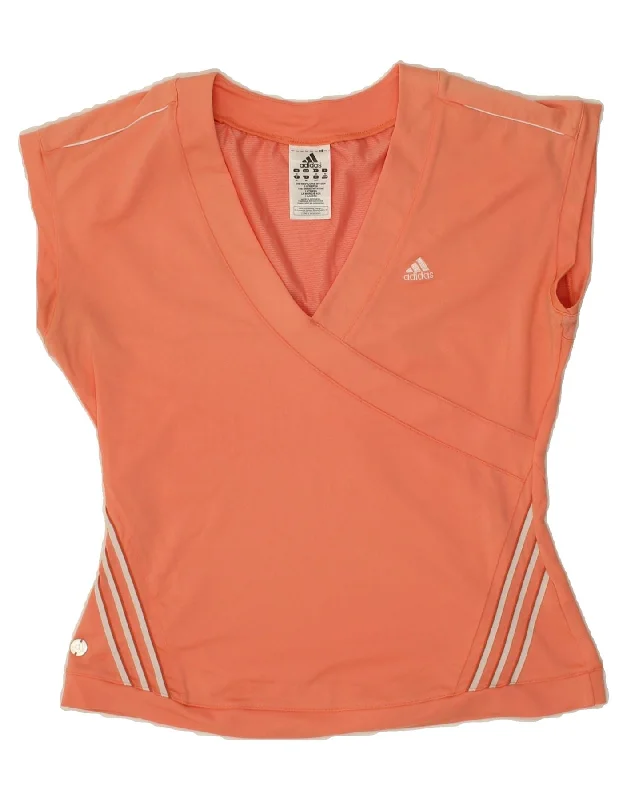 ADIDAS Womens Climalite T-Shirt Top UK 16 Large Pink Polyamide-- Handmade Hand-knitted Hand-woven