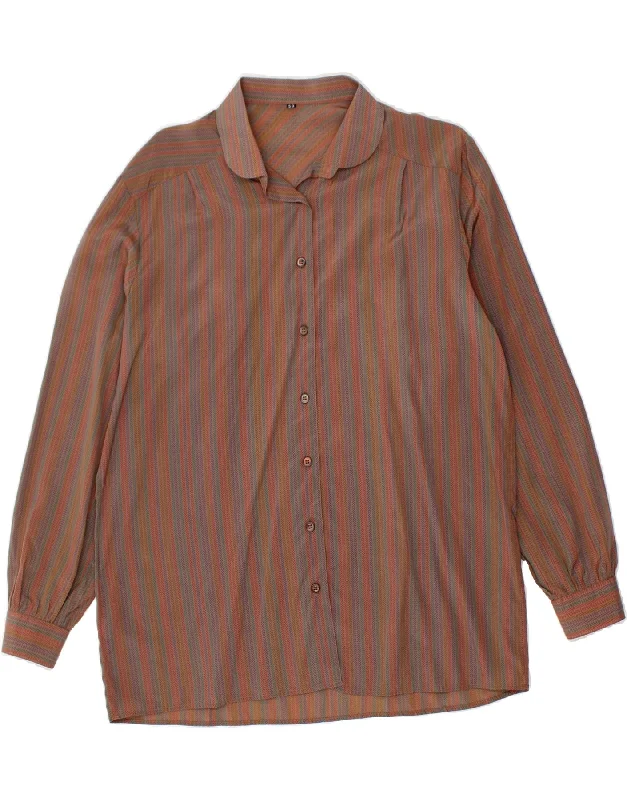 VINTAGE Womens Shirt IT 50 XL Multicoloured Striped Acetate-- Front Pockets Side Pockets Patch Pockets VINTAGE Womens Shirt IT 50 XL Multicoloured Striped Acetate-- Front Pockets Side Pockets Patch Pockets