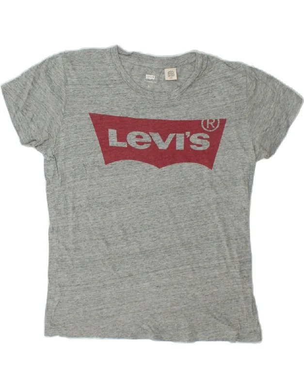 LEVI'S Womens Graphic T-Shirt Top UK 10 Small Grey Flecked-- Knit Fabric Woven Fabric Fleece Fabric LEVI'S Womens Graphic T-Shirt Top UK 10 Small Grey Flecked-- Knit Fabric Woven Fabric Fleece Fabric