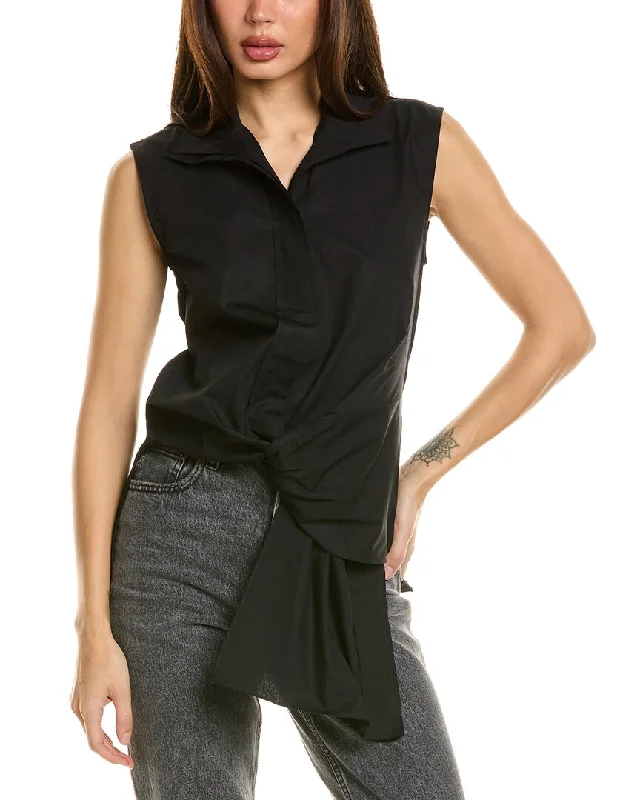 Arias Knotted Blouse Embroidered Floral Blouse