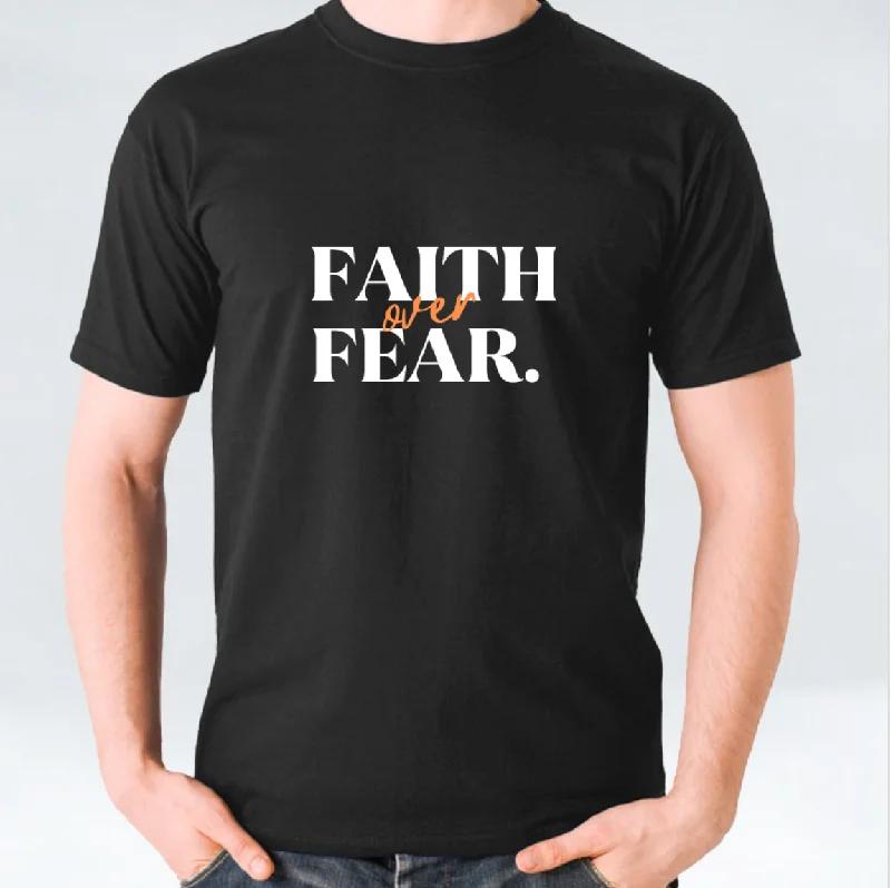 Faith over Fear Unisex T-shirt - White/Black/Maroon-- Hooded Caped Shawl Collar
