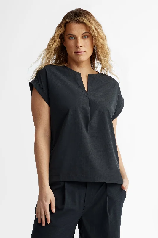 T-shirt col tunisien en Ripstop BM - Femme-- Collared T-Shirt Boat Neck A-Line