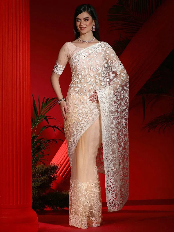 Saree Mall Women's Net Peach Embellished Designer Saree With Blouse Piece-DIANA4702 Embroidered Floral Blouse Saree Mall Women's Net Peach Embellished Designer Saree With Blouse Piece-DIANA4702 Embroidered Floral Blouse