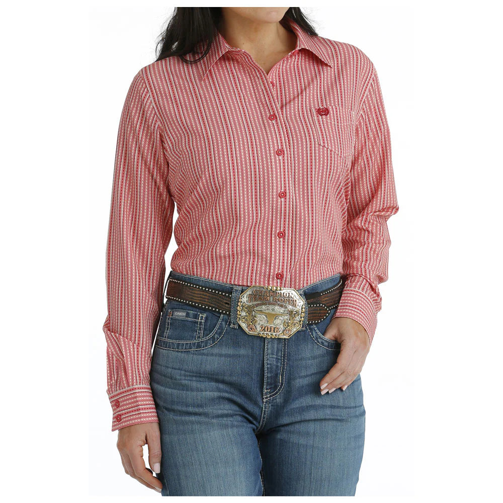 Cinch Women's ArenaFlex Long Sleeve Western Shirt - Red MSW9163023-- Real Fur Shearling Chenille