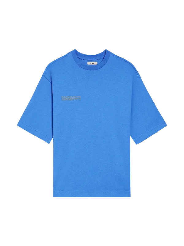 In Conversion Cotton Boxy T-shirt—water blue-- Solid Print Embellished