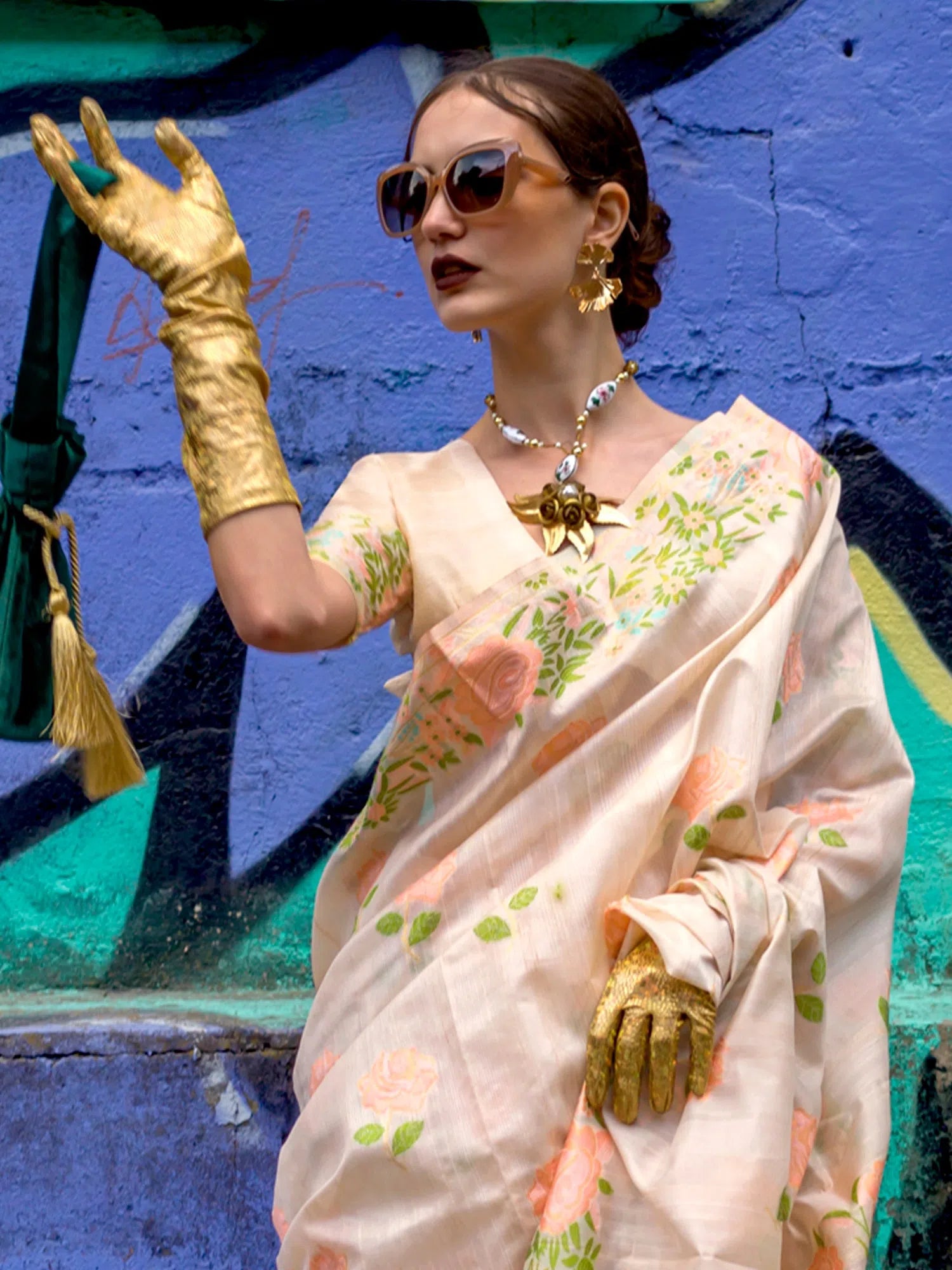 Saree Mall Women's Cotton Blend Cream Woven Design Designer Saree With Blouse Piece-KRAFTI355001 Elegant Lace Blouse Saree Mall Women's Cotton Blend Cream Woven Design Designer Saree With Blouse Piece-KRAFTI355001 Elegant Lace Blouse