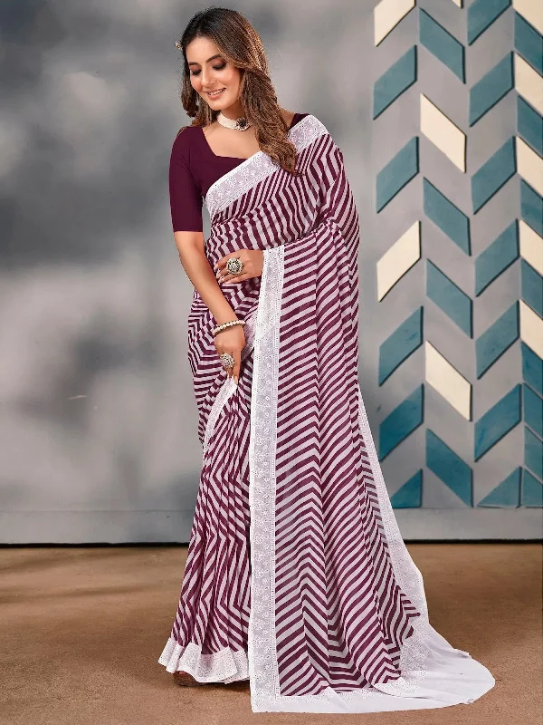 Saree Mall Women's Georgette Purple Embellished Designer Saree With Blouse Piece-SARVI05 Elegant Peplum Blouse Saree Mall Women's Georgette Purple Embellished Designer Saree With Blouse Piece-SARVI05 Elegant Peplum Blouse