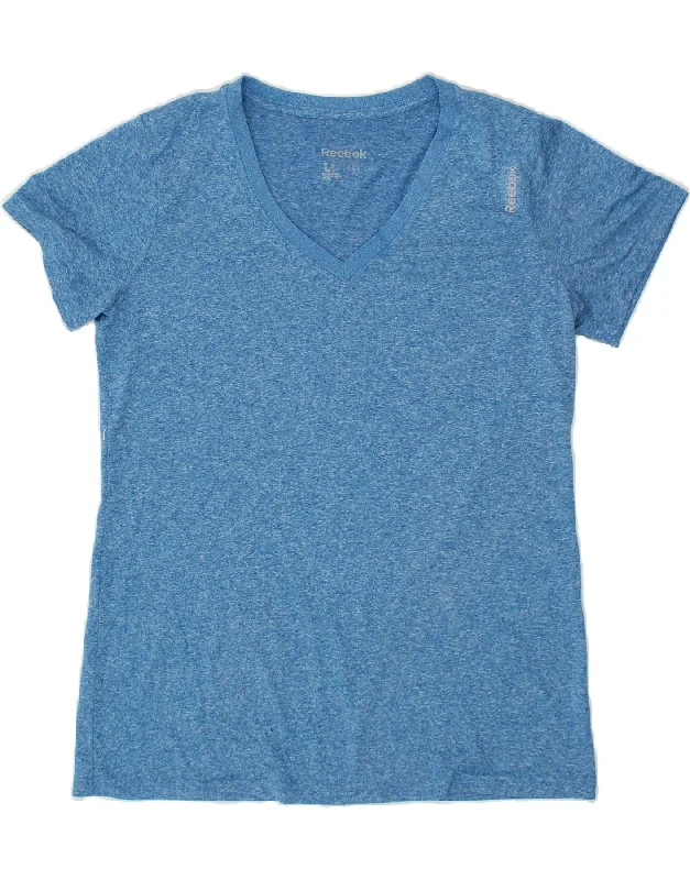 REEBOK Womens T-Shirt Top UK 16 Large Blue Polyester-- Machine Wash Dry Clean Hand Wash