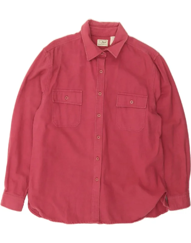 L.L.BEAN Womens Shirt UK 18 XL Pink Cotton-- Sequined Glittery Shiny