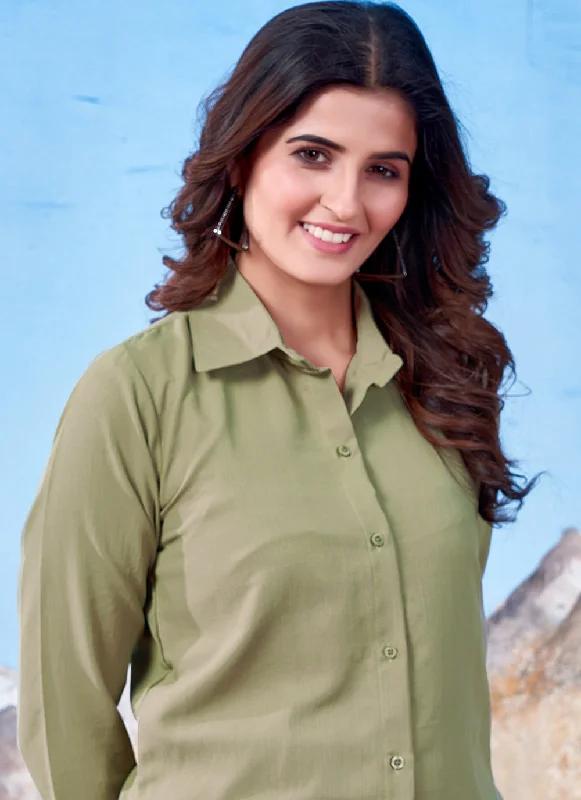 Pista Cotton Solid Collared Casual Shirt For Women-- Terry Blend Velvet Blend Canvas Blend