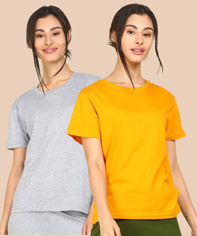 Womens  Regular Fit Combo Solid Tshirt-- Boxy Fit Fitted Loose