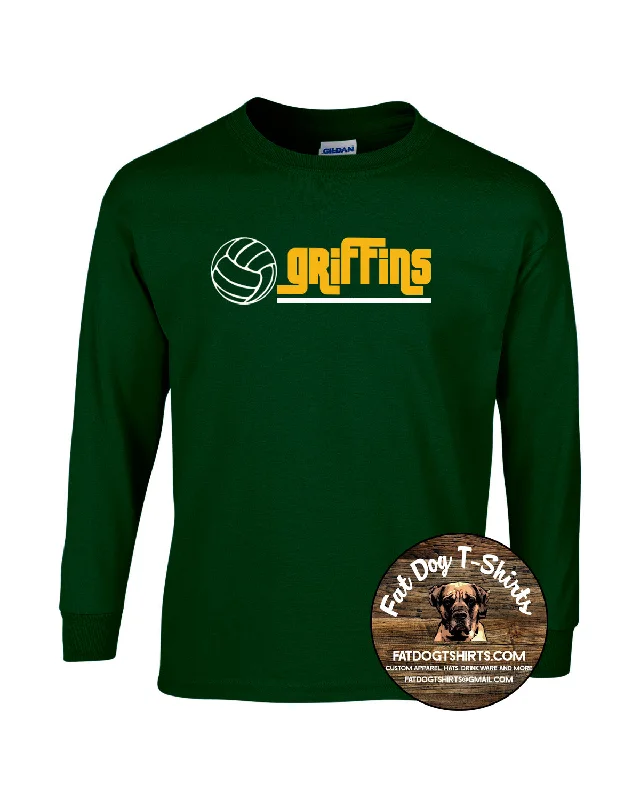 QUEEN OF PEACE -GRIFFINS VOLLEYBALL  LONG SLEEVET-SHIRT -NEW-- Mesh Fabric Canvas Fabric Denim Fabric