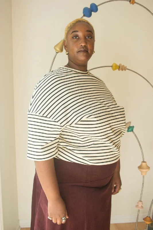Odeyalo Systeme Oversized T-Shirt (Black and Cream)-- Plaid T-Shirt Polka Dot Checkered