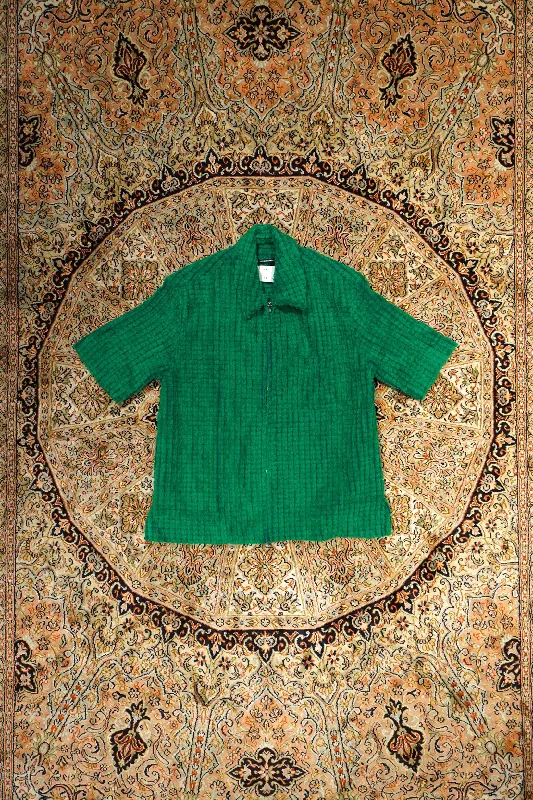 Song for the Mute ZIP UP BOX SHIRT(TOY GREEN)-- Graphic Embroidered Appliqued