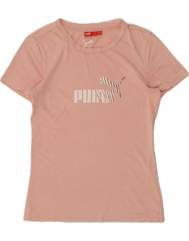 PUMA Womens Graphic T-Shirt Top UK 10 Small Pink Cotton-- Seamless Knitted Crochet