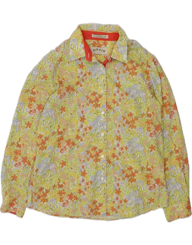 ORVIS Womens Shirt UK 14 Large  Multicoloured Floral Cotton-- Chenille Blend Fleece Blend Nylon Blend