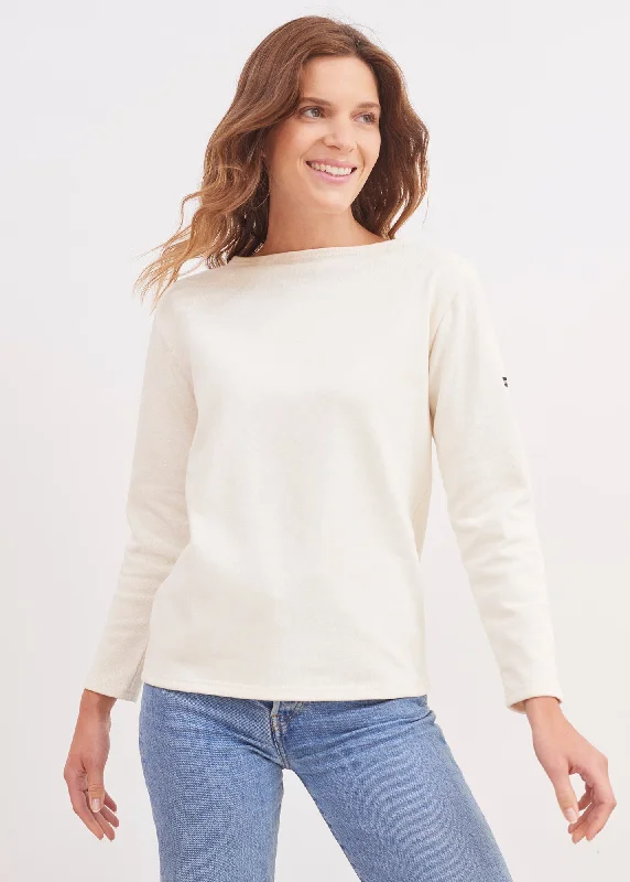 T-shirt marin Guildo - col bateau, en coton épais (ECRU)-- Hooded Caped Shawl Collar T-shirt marin Guildo - col bateau, en coton épais (ECRU)-- Hooded Caped Shawl Collar