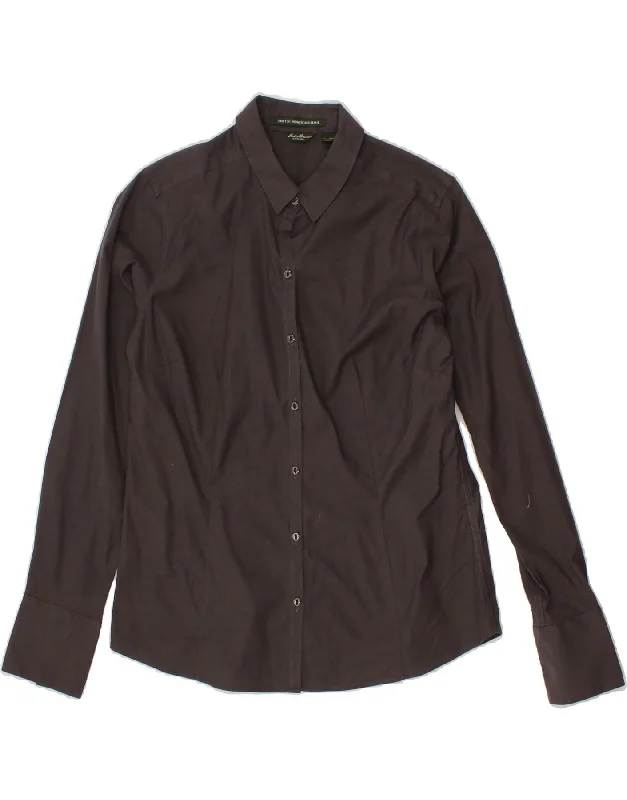 EDDIE BAUER Womens Wrinkle Resistant Shirt UK 14 Medium Grey Cotton-- Terry Blend Velvet Blend Canvas Blend