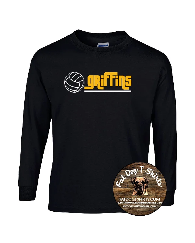 QUEEN OF PEACE -GRIFFINS VOLLEYBALL  LONG SLEEVET-SHIRT -NEW-- Jersey Fabric Tulle Fabric Batik Fabric