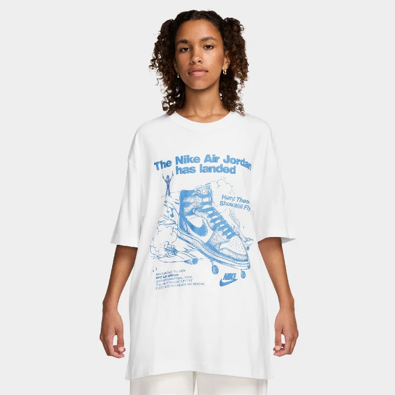 Jordan Women's Oversized Sneaker Graphic T-Shirt / White-- Collared T-Shirt Boat Neck A-Line
