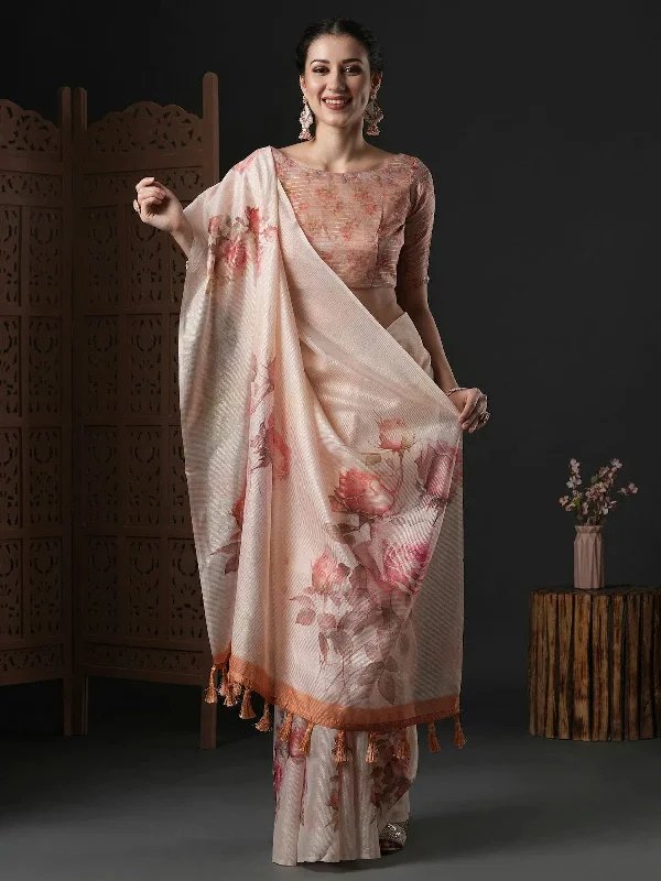 Saree Mall Women's Organza Peach Printed Designer Saree With Blouse Piece-SANKARI402 Casual Relaxed Blouse Saree Mall Women's Organza Peach Printed Designer Saree With Blouse Piece-SANKARI402 Casual Relaxed Blouse