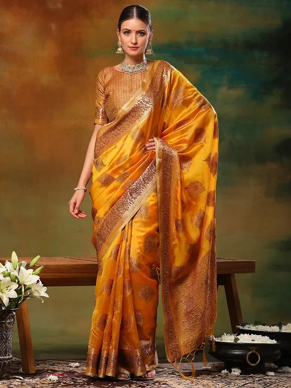 Saree Mall Women's Organza Yellow Woven Design Designer Saree With Blouse Piece-DIANA2302 Business Casual Blouse Saree Mall Women's Organza Yellow Woven Design Designer Saree With Blouse Piece-DIANA2302 Business Casual Blouse