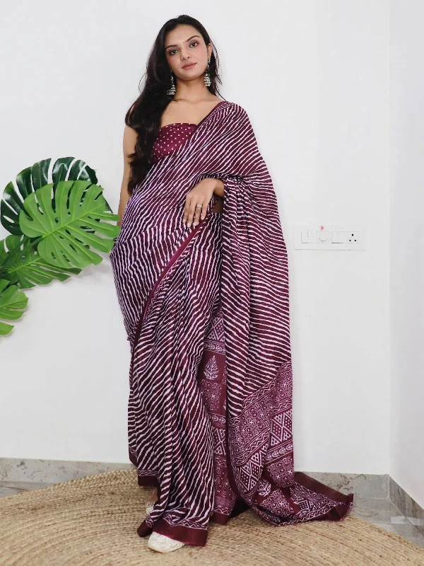 Saree Mall Women's Cotton Magenta Printed Designer Saree With Blouse Piece-MINAXI9008 Soft Satin Blouse