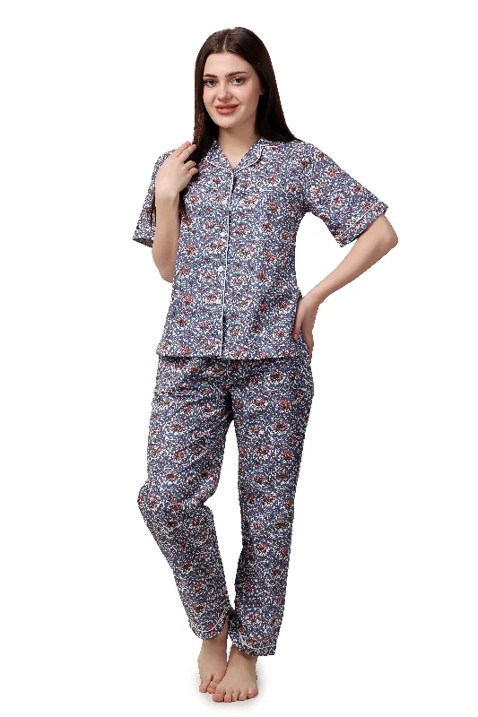 Floral Print Women Shirt & Pyjama Set – 100% Viscose-- Satin Blend Silk Blend Wool Blend Floral Print Women Shirt & Pyjama Set – 100% Viscose-- Satin Blend Silk Blend Wool Blend