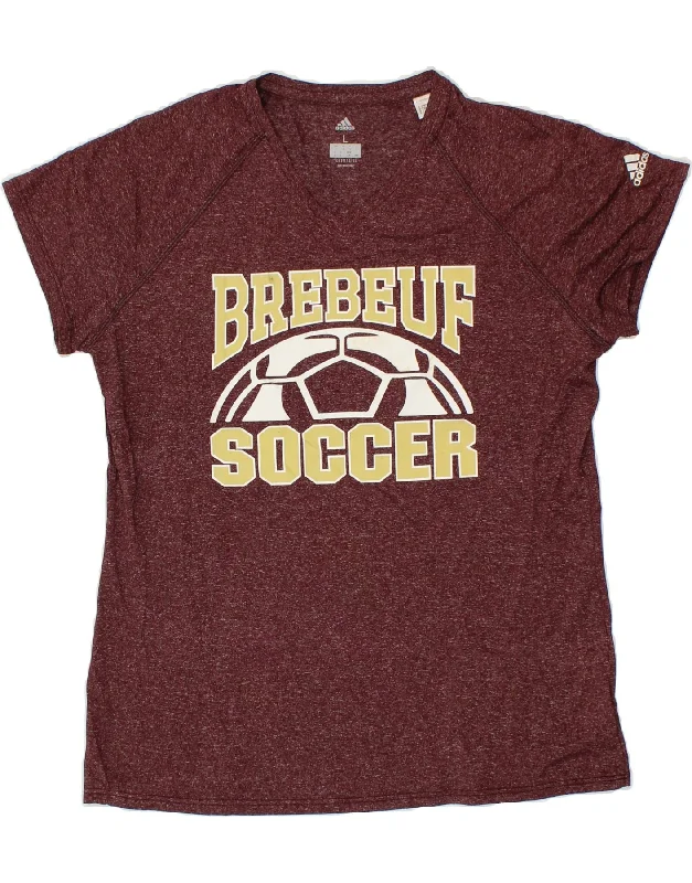 ADIDAS Womens Climalite Graphic T-Shirt Top UK 16 Large Maroon Polyester-- Mesh Canvas Denim