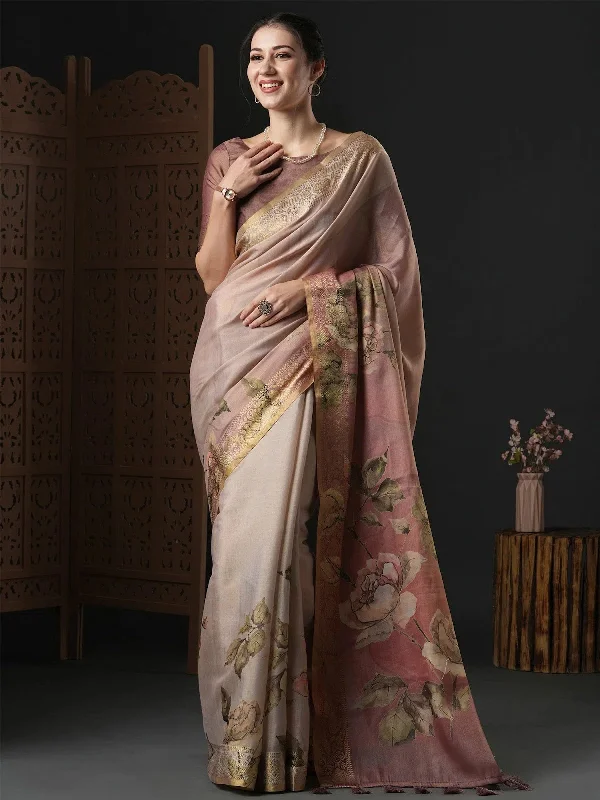 Saree Mall Women's Kanjeevaram  Brown Printed Designer Saree With Blouse Piece-BAHULA103 Elegant Peplum Blouse